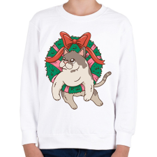 PRINTFASHION Karácsonyi cica - Gyerek pulóver - Fehér gyerek pulóver, kardigán