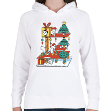 PRINTFASHION Karácsonyi cica ház - Női kapucnis pulóver - Fehér