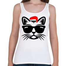 PRINTFASHION Karácsonyi cica - Női atléta - Fehér női trikó