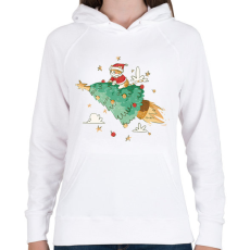 PRINTFASHION Karácsonyi cica - Női kapucnis pulóver - Fehér