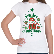 PRINTFASHION Karácsonyi cica - Női póló - Fehér női póló