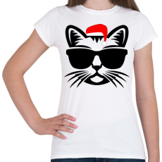 PRINTFASHION Karácsonyi Cica  - Női póló - Fehér
