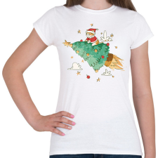PRINTFASHION Karácsonyi cica - Női póló - Fehér női póló