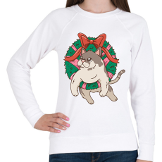 PRINTFASHION Karácsonyi cica - Női pulóver - Fehér