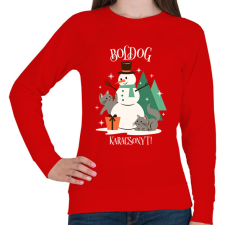 PRINTFASHION Karácsonyi Cica - Női pulóver - Piros női pulóver, kardigán