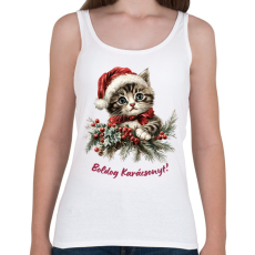 PRINTFASHION Karácsonyi cica sapiban - Női atléta - Fehér