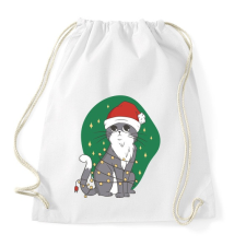 PRINTFASHION Karácsonyi cica - Sportzsák, Tornazsák - Fehér tornazsák