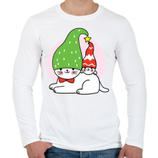 PRINTFASHION Karácsonyi cicák - Férfi hosszú ujjú póló - Fehér