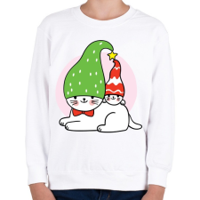 PRINTFASHION Karácsonyi cicák - Gyerek pulóver - Fehér gyerek pulóver, kardigán