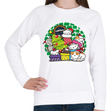 PRINTFASHION Karácsonyi cicás- Meowy - Női pulóver - Fehér női pulóver, kardigán