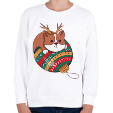 PRINTFASHION Karácsonyi corgi - Gyerek pulóver - Fehér gyerek pulóver, kardigán
