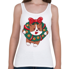 PRINTFASHION Karácsonyi corgi - Női atléta - Fehér női trikó