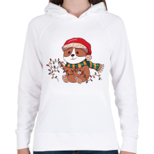 PRINTFASHION Karácsonyi corgi - Női kapucnis pulóver - Fehér női pulóver, kardigán