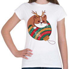 PRINTFASHION Karácsonyi corgi  - Női póló - Fehér
