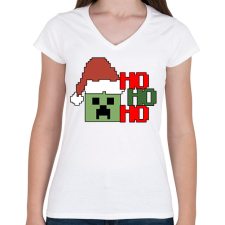 PRINTFASHION Karácsonyi creeper - Női V-nyakú póló - Fehér női póló