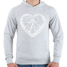 PRINTFASHION Karácsonyi csengős szív - Férfi kapucnis pulóver - Sport szürke