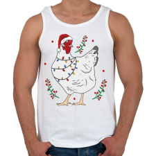 PRINTFASHION Karácsonyi csirke - Férfi atléta - Fehér atléta, trikó