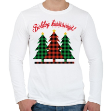 PRINTFASHION Karácsonyi csúnya minta - Férfi hosszú ujjú póló - Fehér