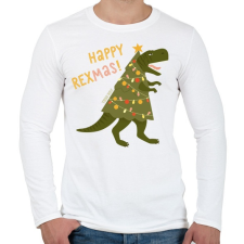 PRINTFASHION Karácsonyi dínó - Férfi hosszú ujjú póló - Fehér férfi póló