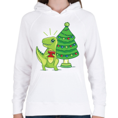 PRINTFASHION Karácsonyi dínó - Női kapucnis pulóver - Fehér