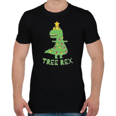 PRINTFASHION Karácsonyi dínó - Tree rex - Férfi póló - Fekete
