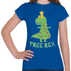 PRINTFASHION Karácsonyi dínó - Tree rex - Női póló - Királykék