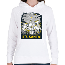 PRINTFASHION Karácsonyi dínók - Női kapucnis pulóver - Fehér női pulóver, kardigán