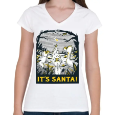 PRINTFASHION Karácsonyi dínók - Női V-nyakú póló - Fehér női póló