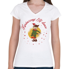 PRINTFASHION Karácsonyi - Elf dance - Női V-nyakú póló - Fehér