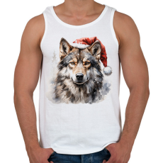 PRINTFASHION Karácsonyi farkas - Férfi atléta - Fehér