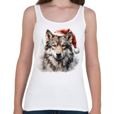 PRINTFASHION Karácsonyi farkas - Női atléta - Fehér női trikó