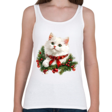 PRINTFASHION Karácsonyi fehér cica - Női atléta - Fehér