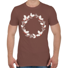PRINTFASHION Karácsonyi fehér koszorú - Férfi póló - Mogyoróbarna