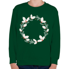 PRINTFASHION Karácsonyi fehér koszorú - Gyerek pulóver - Sötétzöld