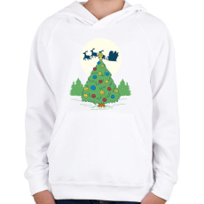 PRINTFASHION Karácsonyi fenyő - Gyerek kapucnis pulóver - Fehér