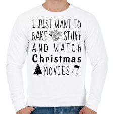 PRINTFASHION Karácsonyi filmek és sütés - Férfi pulóver - Fehér férfi pulóver, kardigán