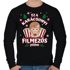 PRINTFASHION Karácsonyi filmezős póló - Férfi pulóver - Fekete