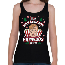 PRINTFASHION Karácsonyi filmezős póló - Női atléta - Fekete női trikó