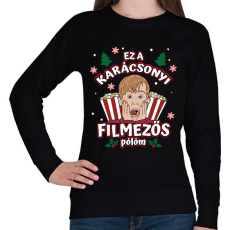 PRINTFASHION Karácsonyi filmezős póló - Női pulóver - Fekete