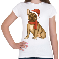 PRINTFASHION Karácsonyi francia bulldog - Női póló - Fehér női póló