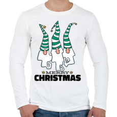 PRINTFASHION Karácsonyi gnómok - Férfi hosszú ujjú póló - Fehér