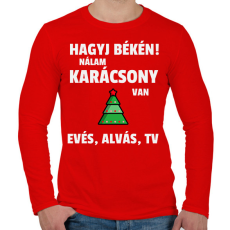 PRINTFASHION KARÁCSONYI HAGYJ BÉKÉN - Férfi hosszú ujjú póló - Piros