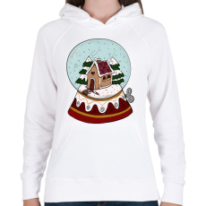 PRINTFASHION Karácsonyi hógömb - Női kapucnis pulóver - Fehér