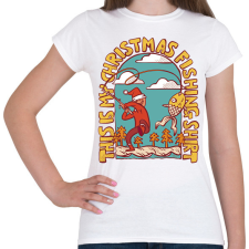 PRINTFASHION Karácsonyi horgász póló - Női póló - Fehér női póló