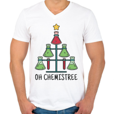 PRINTFASHION Karácsonyi kémia - Férfi V-nyakú póló - Fehér