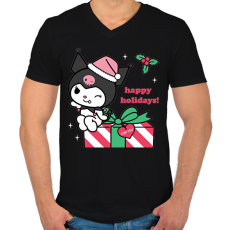 PRINTFASHION karácsonyi kuromi - Férfi V-nyakú póló - Fekete