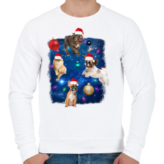 PRINTFASHION Karácsonyi kutyák - Férfi pulóver - Fehér