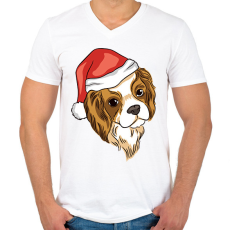 PRINTFASHION Karácsonyi kutyus - Férfi V-nyakú póló - Fehér
