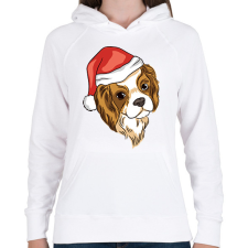 PRINTFASHION Karácsonyi kutyus - Női kapucnis pulóver - Fehér női pulóver, kardigán
