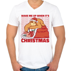 PRINTFASHION Karácsonyi lajhár - Férfi V-nyakú póló - Fehér